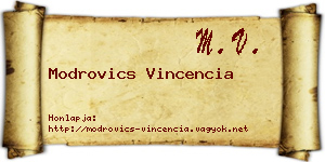 Modrovics Vincencia névjegykártya
